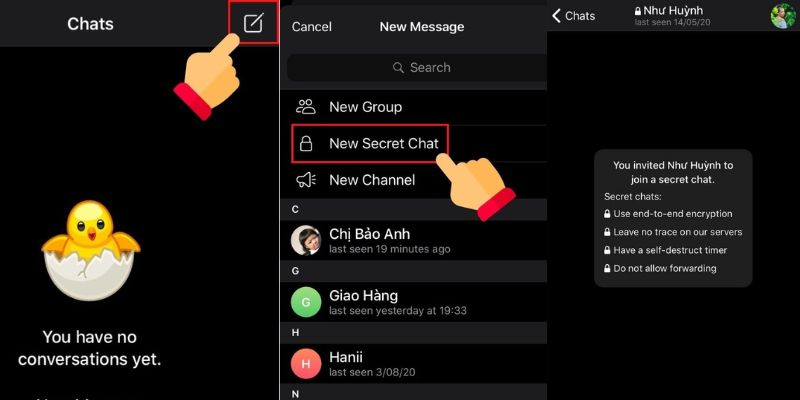 Các bước để bật chế độ mã hóa tin nhắn trên Telegram